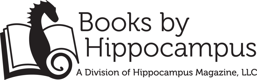 books by hippocampus logo - name of imprint with seahorse on left, seahorse tail curls into the page of a book, and the whole book is behind the seahorse 